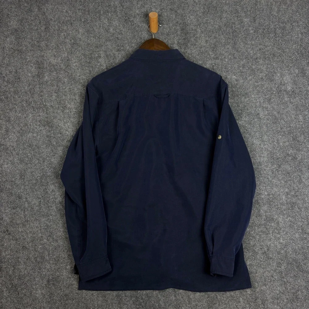 The North Face Mens Navy Blue Modal Blend Long Sleeve Hiking Shirt Small A412